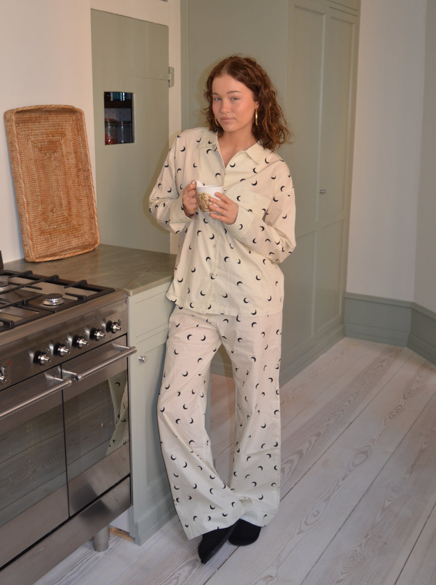 Kyla pyjamasbukser med halvmåner - Beige
