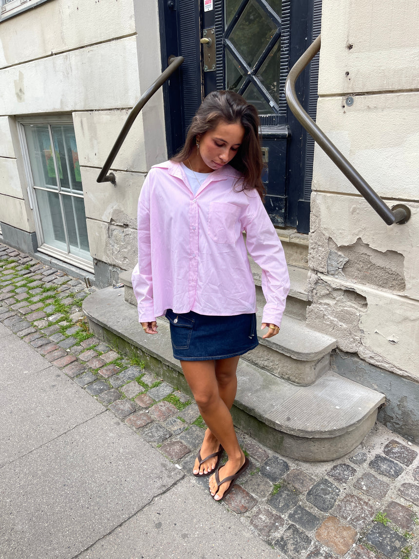 Kendall skjorte med striber - Lyserød/hvid