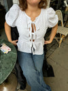 Albine bluse med broderi - Hvid