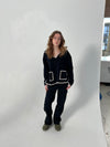 Dorothy bluse med hvide syninger - Sort