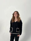 Dorothy bluse med hvide syninger - Sort