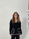 Dorothy bluse med hvide syninger - Sort