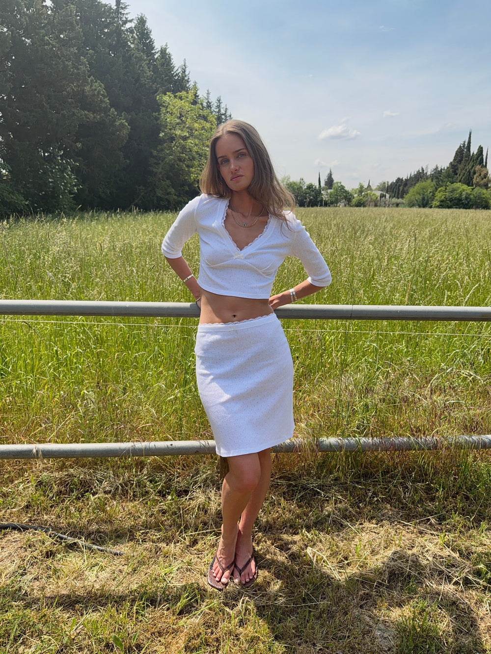 Shay pointelle nederdel - Hvid