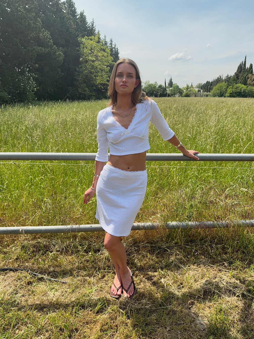 Shay pointelle nederdel - Hvid