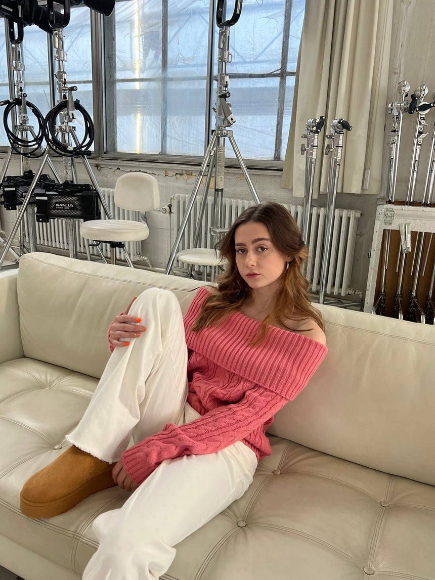 Theresa off-shoulder strik - Pink