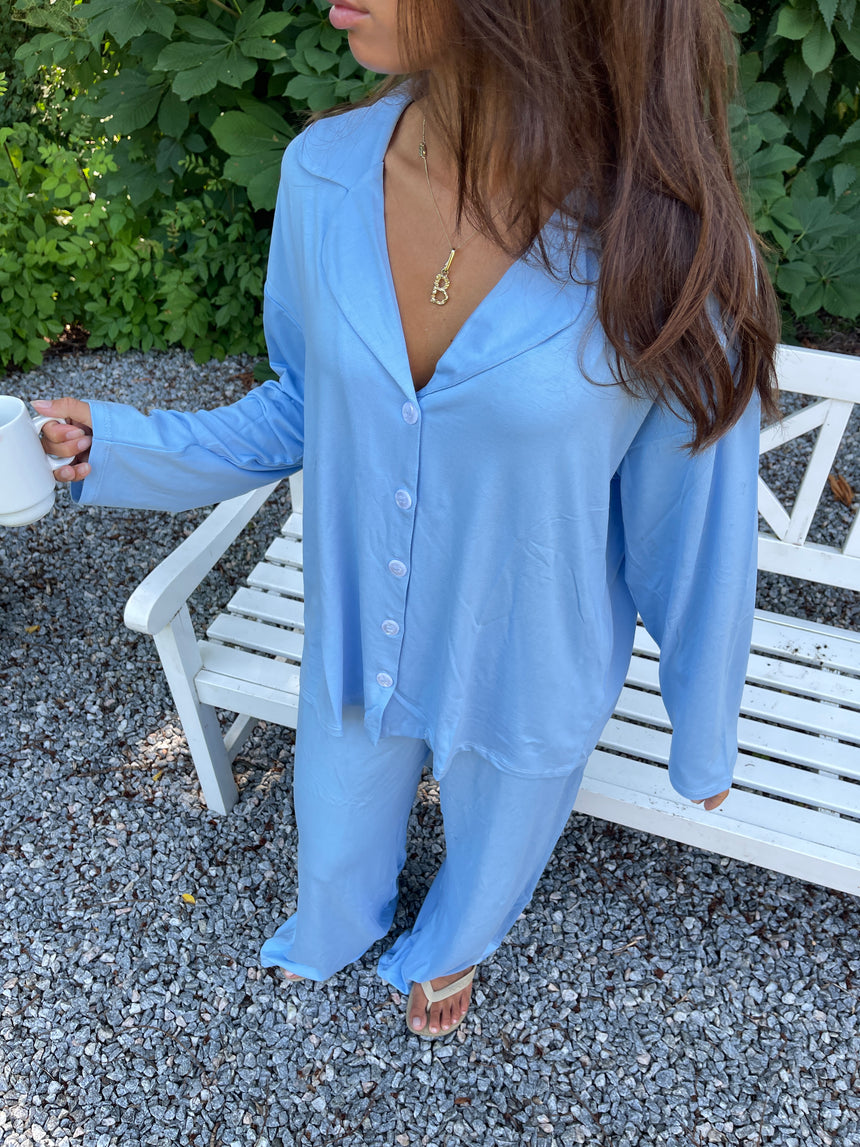 Laura pyjamasskjorte - Lyseblå