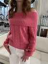 Theresa off-shoulder strik - Pink