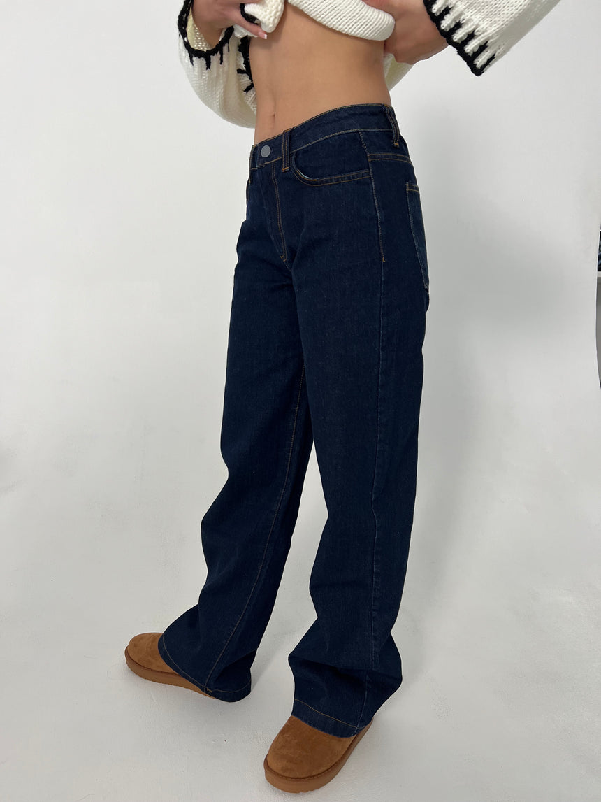 Nuna lavtaljede jeans - Mørk denim