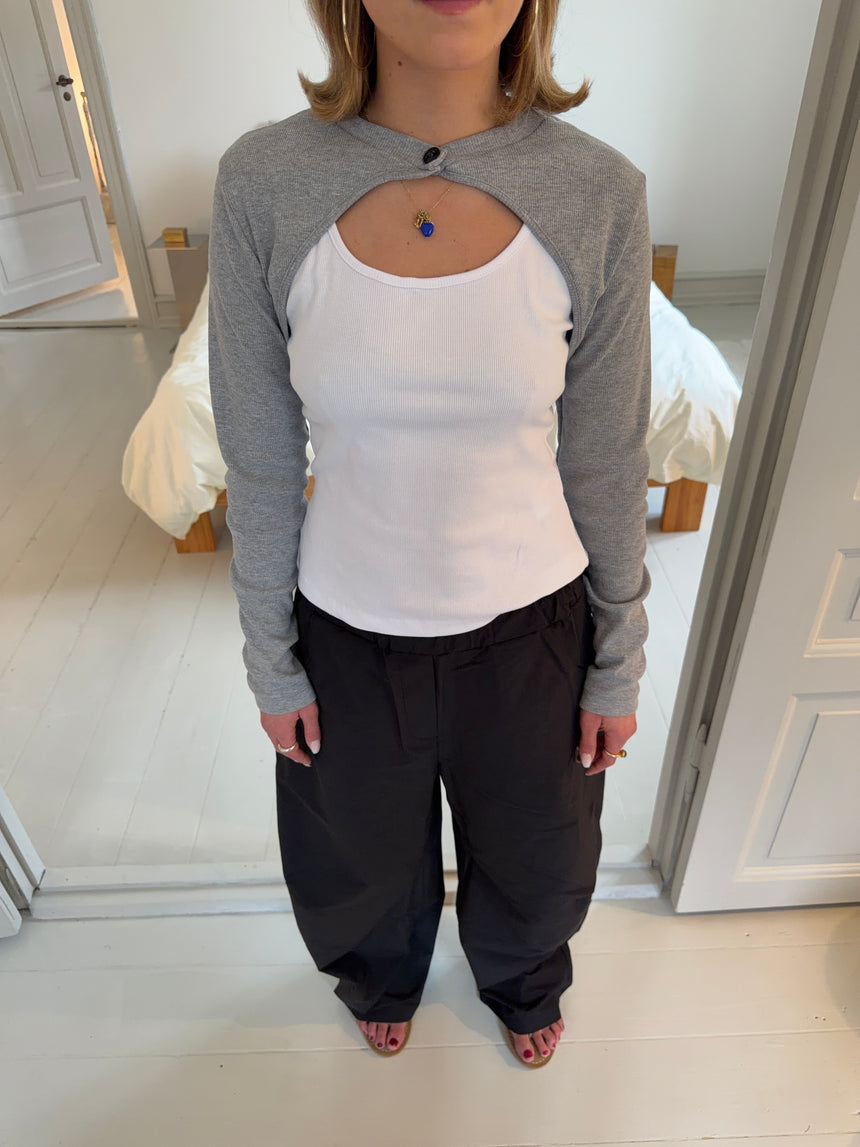 Tayla lag på lag bluse - Hvid/grå