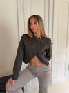 Renata asymetrisk blazer - Mørkebrun