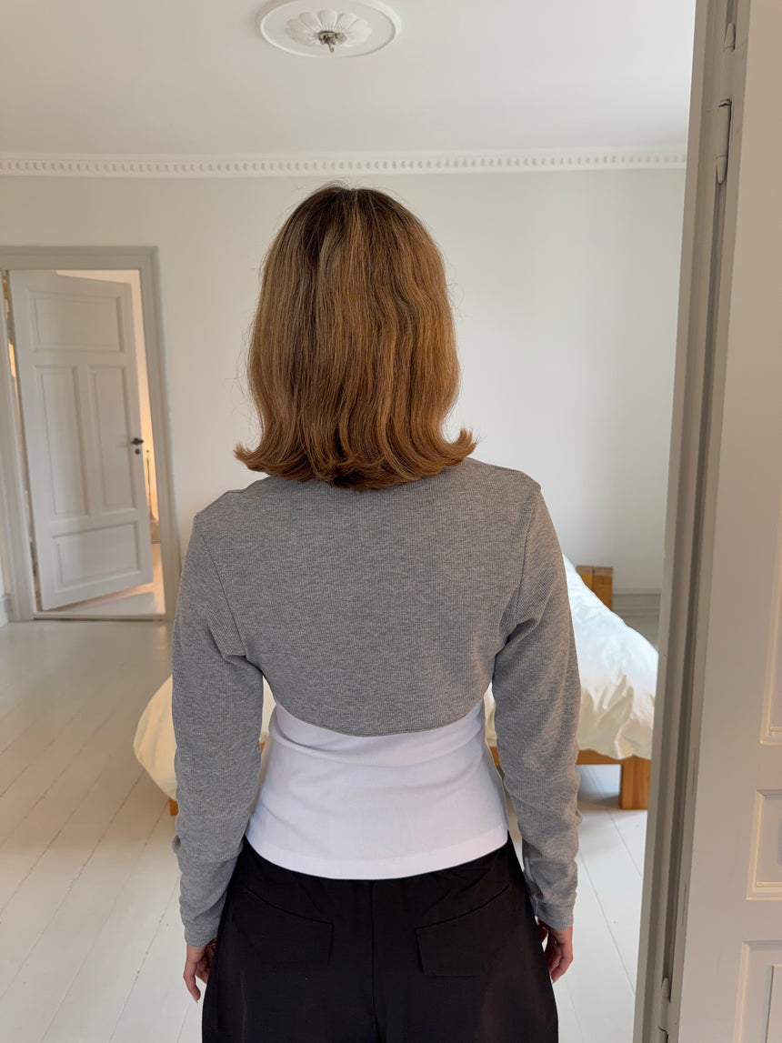 Tayla lag på lag bluse - Hvid/grå