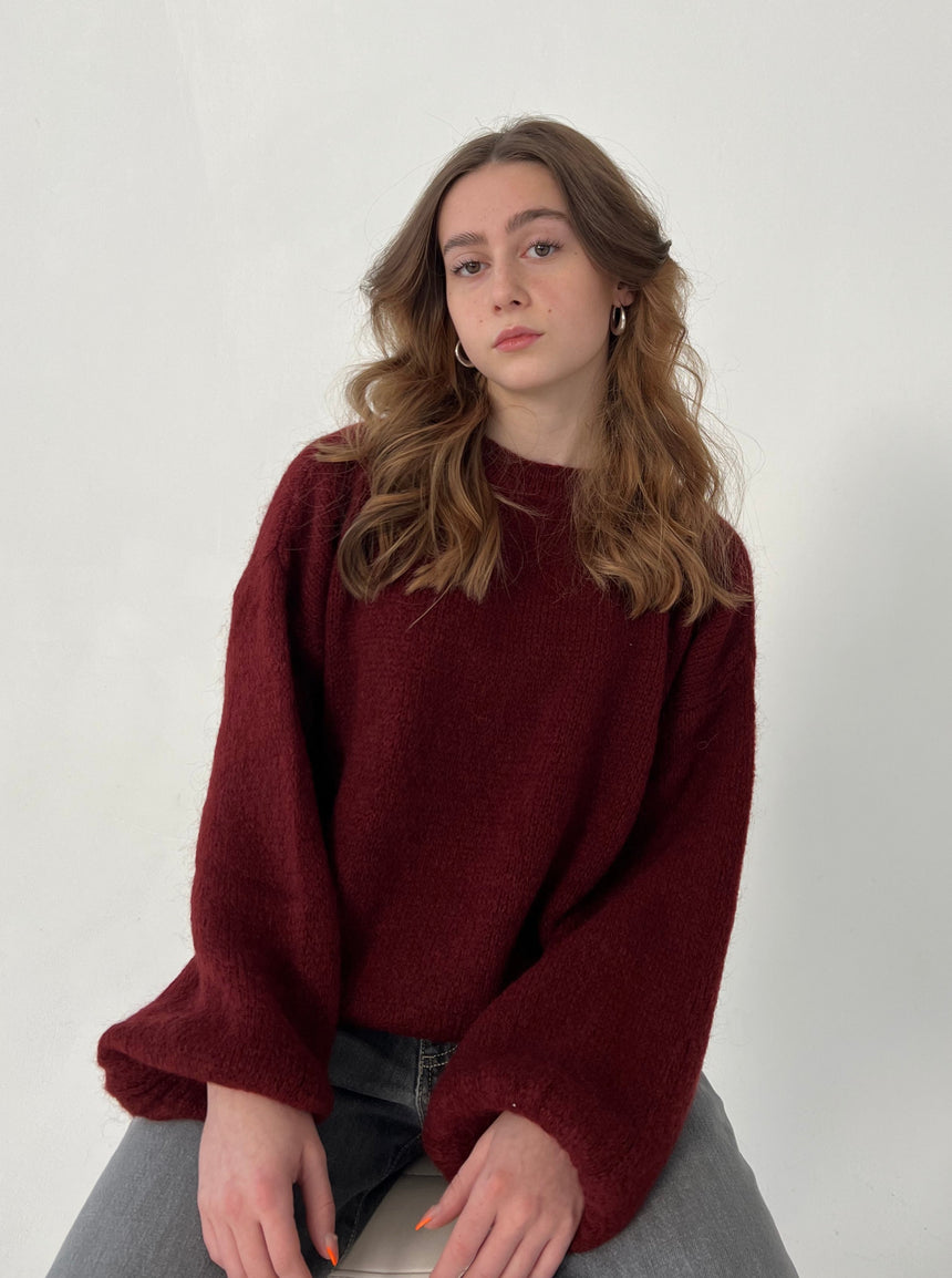 Miti Striktrøje - Bordeaux rød