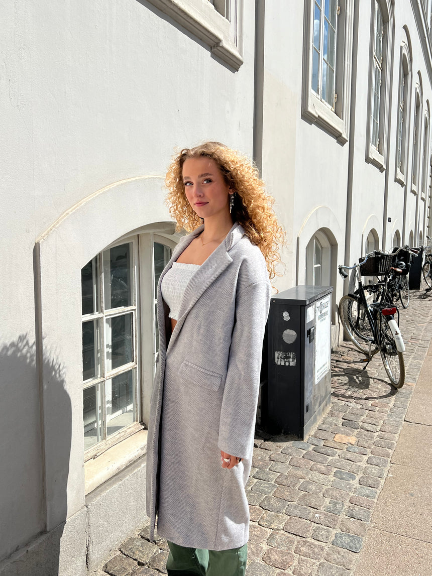 Paisley frakke grå/hvid