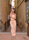Aura stribet top - Orange/hvid