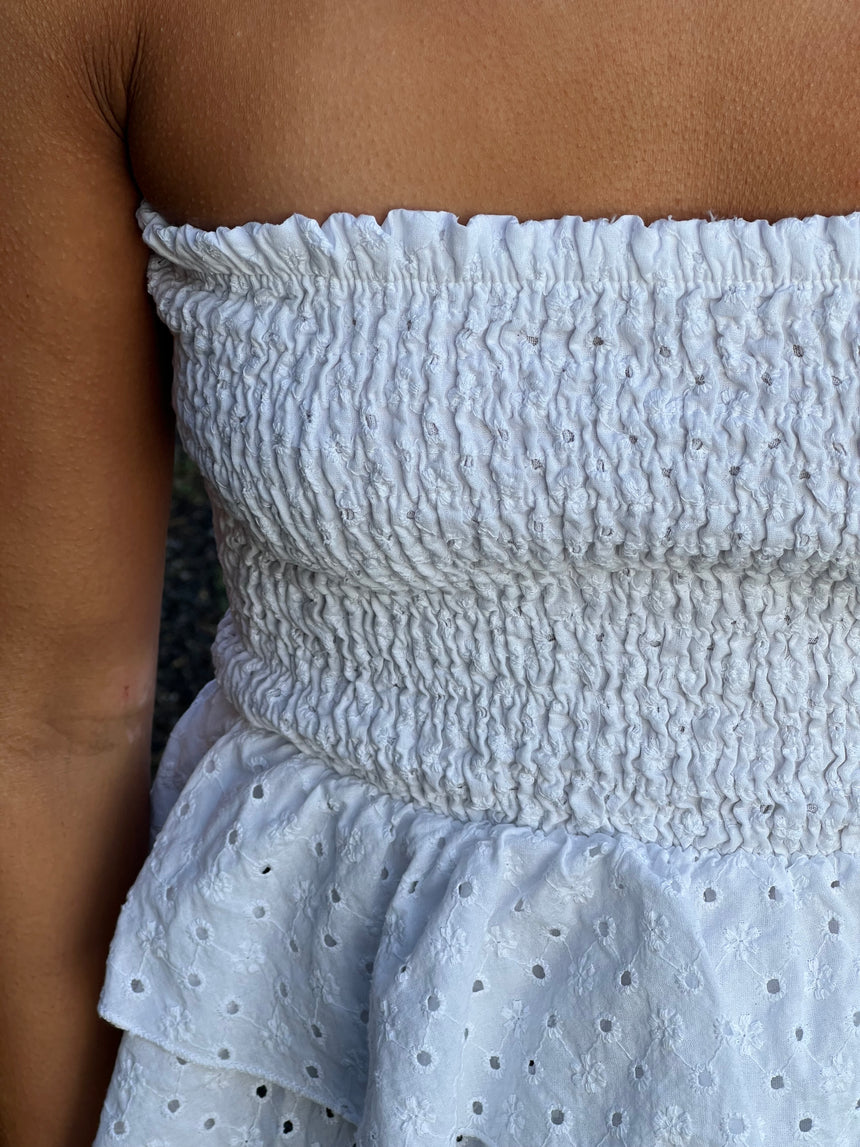 Milla broderi anglaise top - Hvid