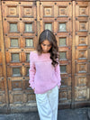 Elinor off shoulder strik - Lyserød