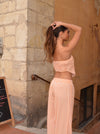 Aura stribet top - Orange/hvid