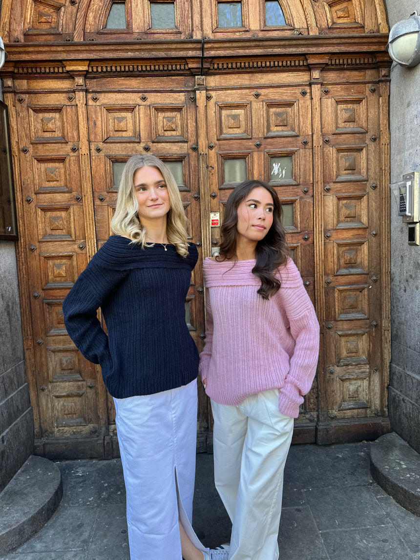 Elinor off shoulder strik - Lyserød