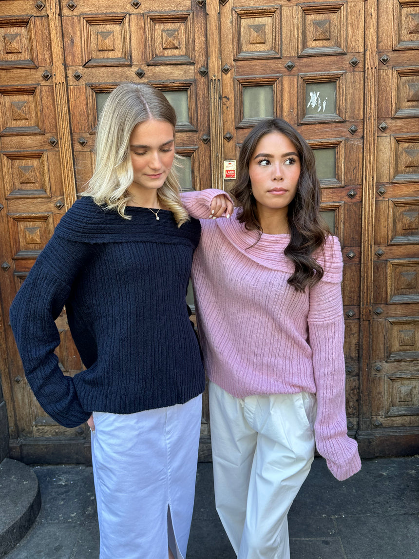 Elinor off shoulder strik - Navy