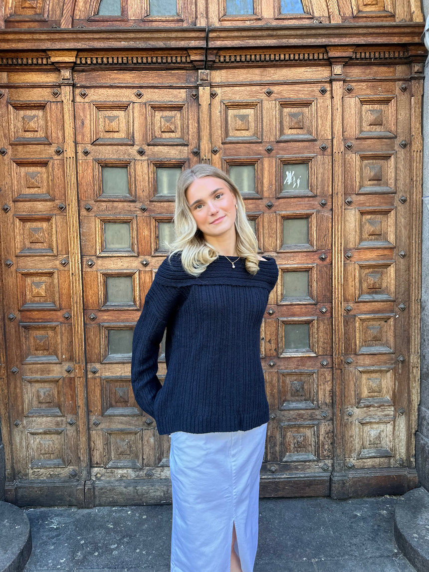 Elinor off shoulder strik - Navy