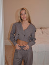 Katrine cropped blazer - Brun melange