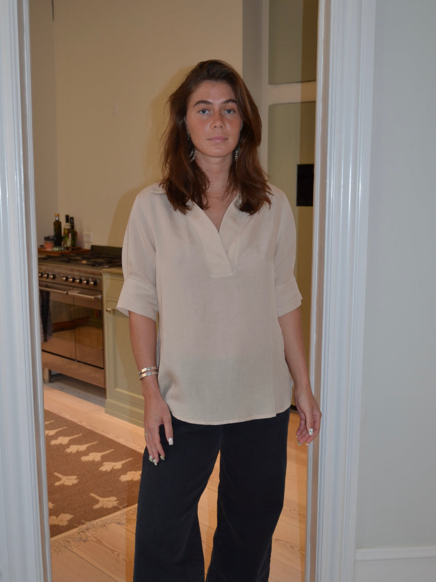 Ria skjorte i hørblanding - Beige