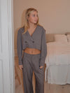 Katrine cropped blazer - Brun melange