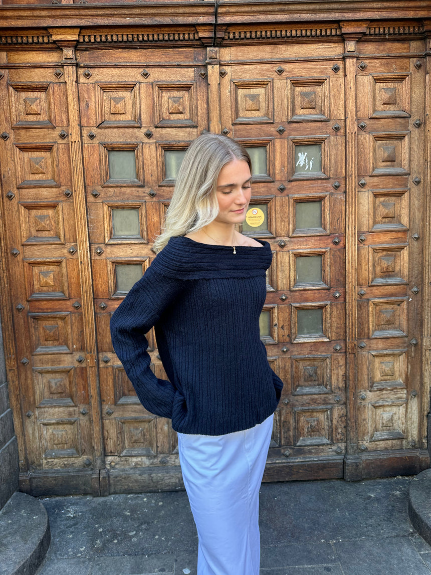 Elinor off shoulder strik - Navy