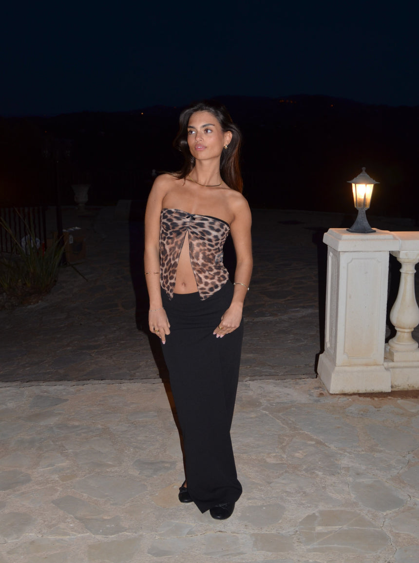 Zita bandeau mesh top - Leopard