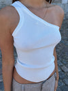 Ariel one-shoulder top - hvid