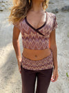 Cosima top med glimmer - Brun/beige/pink