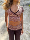 Cosima top med glimmer - Brun/beige/pink