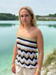 Eliea strik top/nederdel med glimmer - Beige/sort