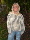 Calva striktrøje med striber - Beige/sort