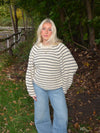 Calva striktrøje med striber - Beige/sort