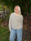 Calva striktrøje med striber - Beige/sort