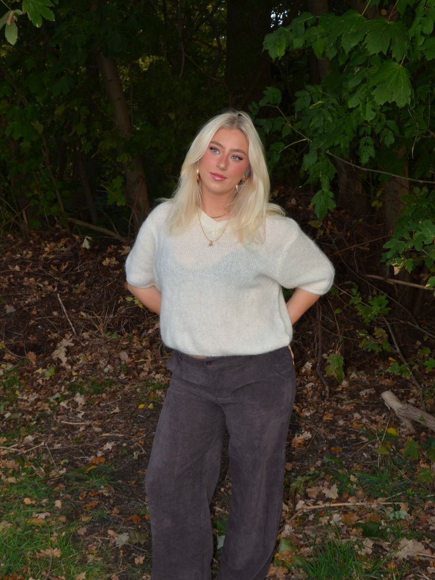 Rancy strikket mohair t-shirt - Off white