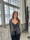 Maddy glitter bluse - Sort/sølv