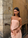Aura stribet top - Orange/hvid