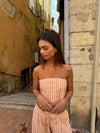 Aura stribet top - Orange/hvid