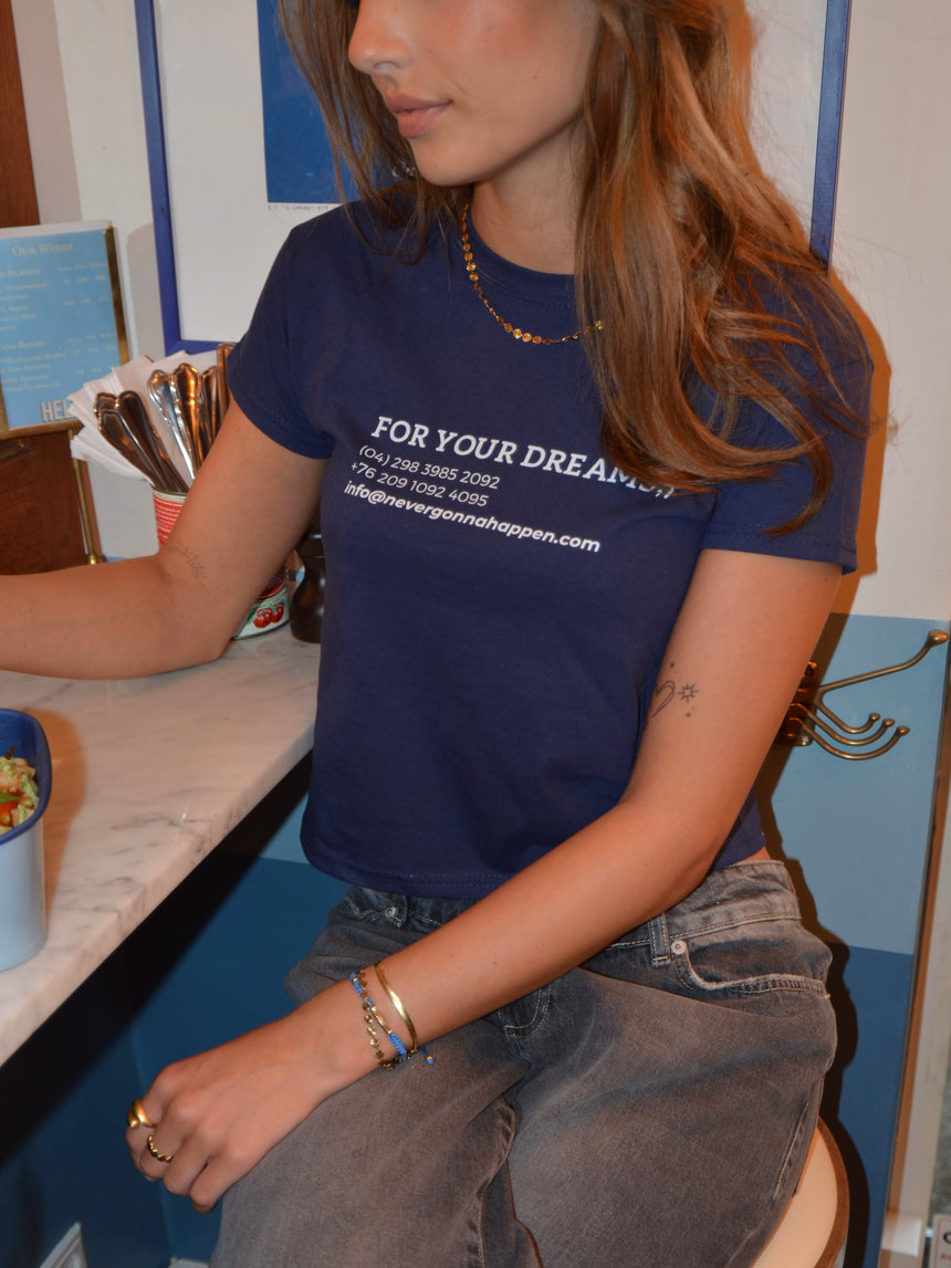 "For your dreams;)" baby tee - Navy