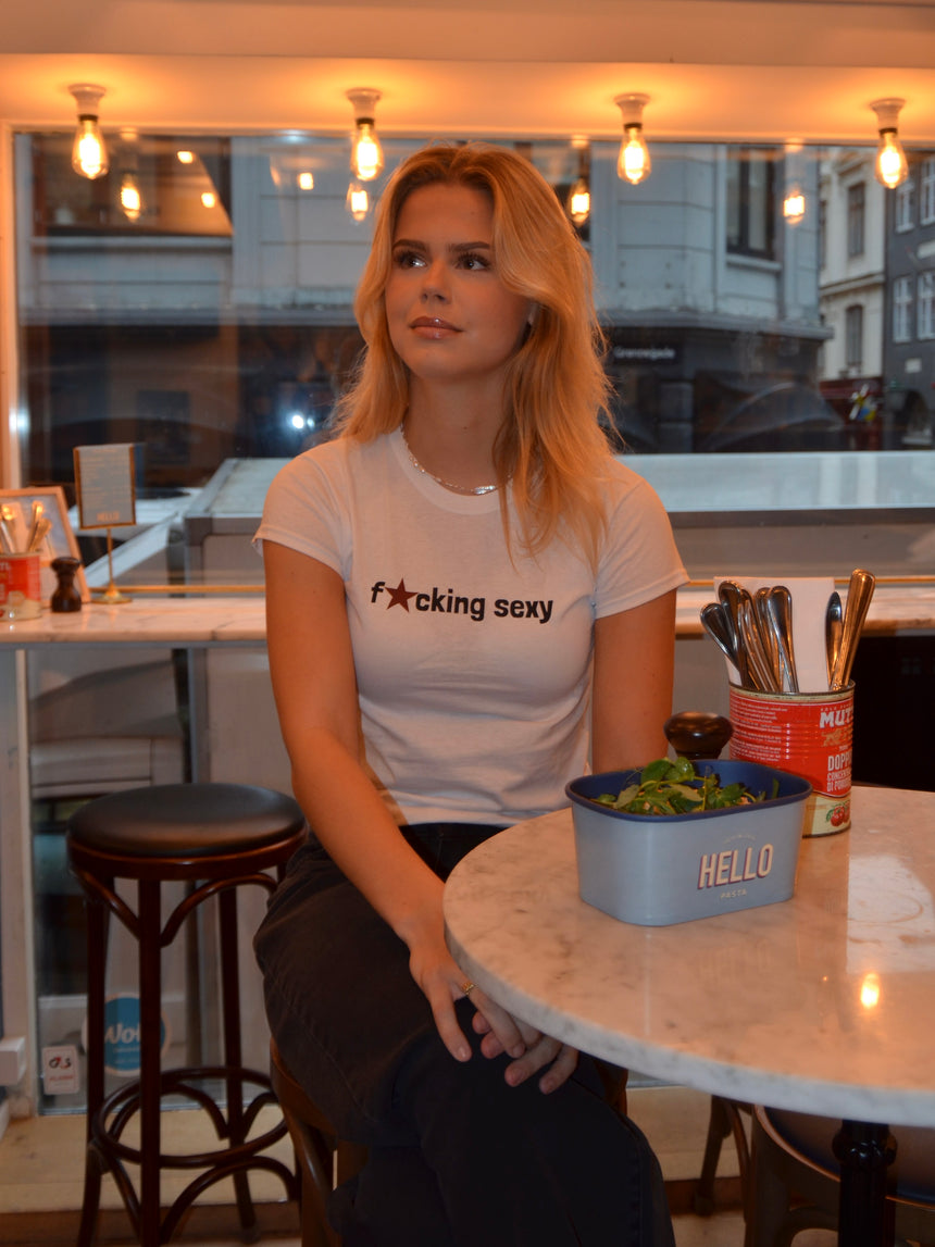 "Fucking sexy" baby tee - Hvid