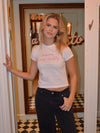 "Shopping is my hobby" baby tee - Hvid