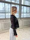 Isamara blonde bluse med velour - sort