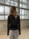 Isamara blonde bluse med velour - sort