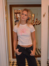 "Pink lilje" baby tee - Hvid