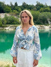 Agathe bluse - hvid/blå
