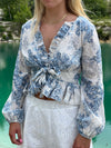 Agathe bluse - hvid/blå