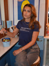 "For your dreams;)" baby tee - Navy