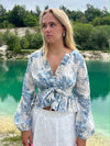 Agathe bluse - hvid/blå